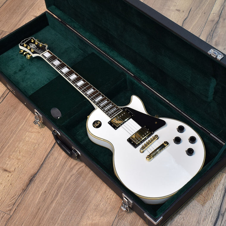 Epiphone Les Paul Custom Pro Electric Guitar Alpine White W/Hard Case (Pre-Owned)