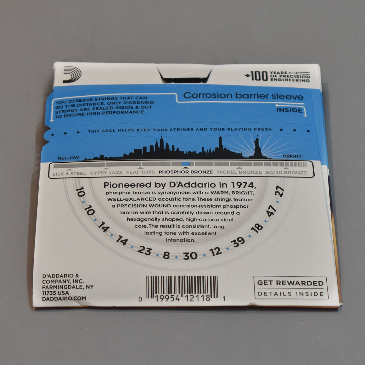 D'Addario EJ38 10-47 12-String Light Phosphor Bronze Acoustic Guitar Strings