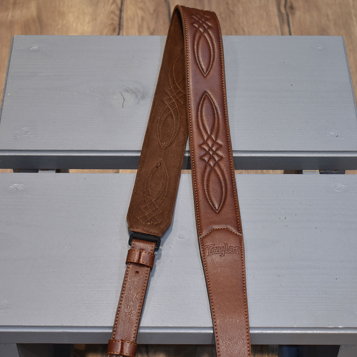 Taylor Guitar Strap Vegan Leather 2" - Medium Brown w/Stitching